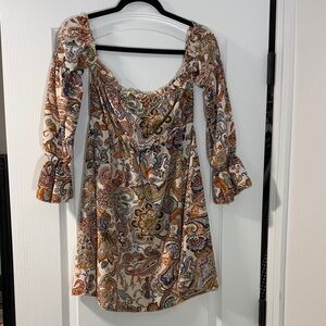 SHEIN Multicolor Paisley Long Sleeve Dress